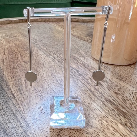 Brushed Metal Dangle Disc Earrings - Picture 10 of 16